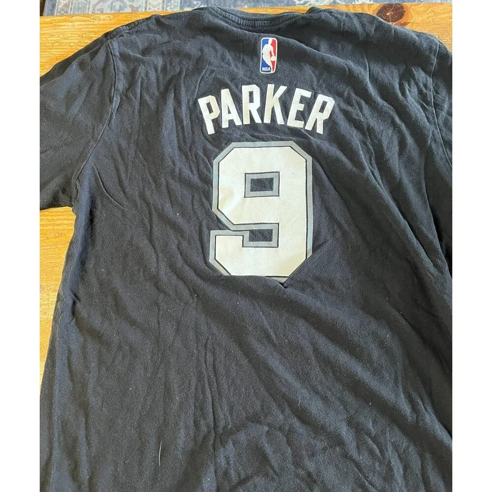 Tony Parker Jersey T-Shirt Adidas San Antonio Spurs Men's Black Size S Cotton